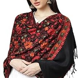 Kashmiri Women's Embroidered Woolen Shawl/Stole Wrap-image-61
