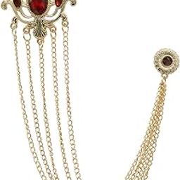 5 Layers Floral Chain Brooch with Glittering Rhinestone Sherwani/Kurta Brooch for Mens (PAB1940PR)-image-18