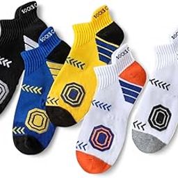 5 Pure Cotton Premium Pairs Geometric Pattern Athletic Ankle Socks, Low Cut Cotton Multi-Colour for Men & Women Stretchable Free Size Anti Odur Sweat Free Anti Slip-33