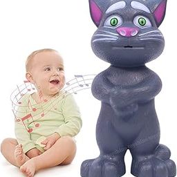 Toyshine Mimicing Repeat What You Say Talking Cat with Stories and Songs, Touch Functions and Music, Funny Toy for Kids Birthday Girls Boys Kids Toddler 2 3 4 5 Year Old- Grey-30