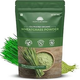SAPTAMVEDA 100% Organic Wheatgrass Powder 150 Gm Non-GMO, Vegan, Superfood | Antioxidant, Energy, Detox, Immunity Booster, Skin Health| Resealable Bag-image-4