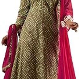 Women's A-Line Pure Cotton Bandhani Printed Kurta & Pant with Dupatta Set (IESTR10038)-picture-0
