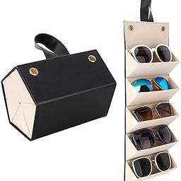 Risbhabh Overseas Sunglasses Organizer | 6 Slot Travel Glasses Case Storage Box | Portable & Foldable PU Leather Eyeglasses Holder | Eyewear Display Containers for Men & Women-picture-8