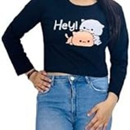 Women Cotton Printed Long Sleeve Round Neck Regular Fit/Slim Fit Casual Short Crop Printed Top-image-18