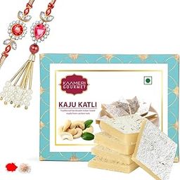 Kaameri Bazaar Raksha Bandhan Rakhi and Lumba with Sweets Combo - rakhi for brother and bhabhi with sweets - Kaju katli gift hamper-image-28
