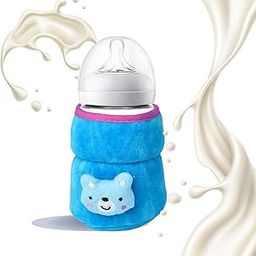 THE LITTLE LOOKERS Bottle Cover for Philips Avent |Wide Neck Feeders Soft Plush Stretchable Baby Feeding Bottle Cover with Easy to Hold Strap (Blue, Wide Neck 125ml/4OZ)-8