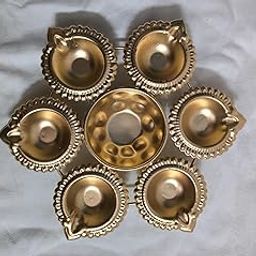 M J Handicrafts || Diya Shape Flower Decorative Urli Bowl Handcrafted for Floating Flowers and T Light Candles Home,Office and Table Decor| Diwali Decoration Items (7 Inches) with 6 Diya-image-23