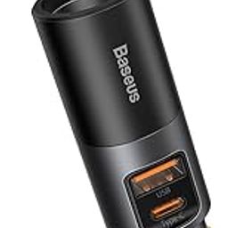 Baseus Car Charger with Cigarette Lighter Extension Slot (120W - U+C+60W Single Lighter)-12