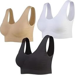 Air Sports Seamless T-Shirt Bra Combo Pack 3 Pcs Women Girls Non Padded Without Wire Black White Skin Free Size 30 to 36 Comfortable-image-66