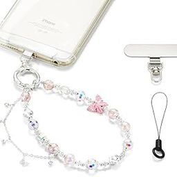 KHOLAD Crystal Phone Wrist Strap Phone Charm Chain Keychain Beaded Cellphone Lanyard with Tether Tab Hands-Free Wristlet Bracelet Wrist Grip Strap for Women-picture-24