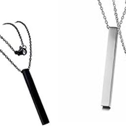 Pack of 2 Silver/Black Locket Pendant Necklace For Boys and Men Silver Chain For Boys Necklace-picture-18