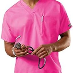 Primestore India Unisex Scrub Suit set V-Neck 3 Pocket Top and Cargo Type Trouser (40 Large, Shoking pink)-image-75
