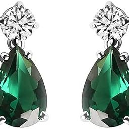 925 Sterling Silver Solitaire Green Necklace Jewellery Set With Earrings | Rhodium Plated, Swiss Zirconia stone | Gift for Women and Girls-image-6