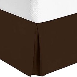 Valencia Beddings Split Corner Bed Skirt 16 Inch Drop Full Size 100% Natural Cotton Wrinkle and Fade Resistant Full Size, Brown Solid-22