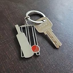 Pack of 1 Game Of Cricket Sports Cricket Bat Ball Stumps wicket Shape Beautiful Metal keychain Key Chain For Men Women Car Bike Locker Gifting-picture-16