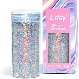 Lrisy Holographic Extra Fine Glitter Powder with Shaker Lid, Craft Glitter Sequins for Epoxy Resin, Slime,Tumblers,Nail&Painting Arts 140g/4.5oz (Ultra Thin Holographic Silver)-6