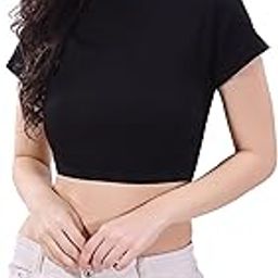 Women’s Rib Knitted 100 Percent Cotton Racer Back Crop Tank Top with Short Sleeve - Available Sizes -XS, S, M,L,XL,2XL-image-38