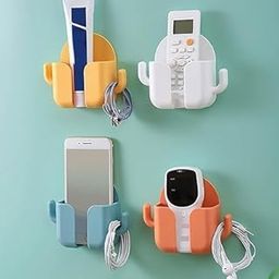 ZFS Self-Adhesive Phone Charging Stand Wall Mount Mobile Holder with 2 Hook Mobile Phone Charger,Phone Holder for Bedroom Kitchen Office (Multi-Colour Pack of 4)-image-34