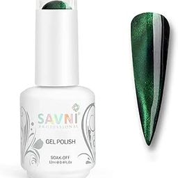Savni Professional UV 9D Cateye Gel Polish, Cured With UV LED Lamp, Super Glossy Finish, Quick Drying Nail Polish Use by Magnet (Green, 12)-image-28