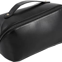 Leather Waterproof Handbag for Women & Girls | Portable Travel Toiletry Bag | Black Cosmetic Organizer | Stylish Handbags for Women - Black-image-55
