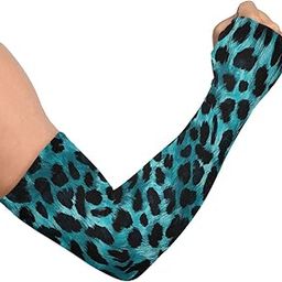 Cooling Arm Sleeves for Men Women UV Sun Protection Arm Covers Aqua Black Leopard Compression Sleeves Sports Football Golf Cycling-image-2