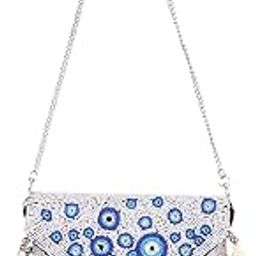 Blue White And Blue Designer Small Boho Bag II Women's Traditional Designer Clutch For Women & Girls II BANJARA BOHO BAG-image-4