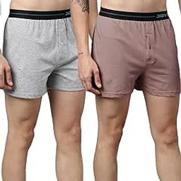joven Men Grey Melange and Onion Solid Pure Cotton Boxers-picture-14