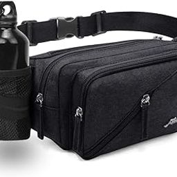 Afreter Fanny Pack Waterproof Waist Bag Pack Men Women Hip Bum Bag With Water Bottle Holder Adjustable Strap Suitable For Outdoors Workout Traveling Hiking Cycling Dog Walking Pouch Bag, Black,-image-28