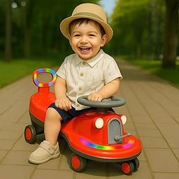 PANDAORIGINALS Musical with Lights Plasma car with Backrest Lights Ride On for Kids, Baby Car, Ride On Magic Car for Kids 2 to 8 Ys Boys Girls (Train Red)-image-15