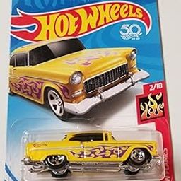 Hot Wheels 2018 50th Anniversary HW Flames '55 Chevy 12/365, Yellow-76