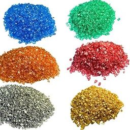 SNOOGG Crushed fire Glass 2-5 MMHigh Luster Metalic 6 Colour - 40 Grame Each.Gold Silver Dark Green Ocean Blue Coral Orange for Resin Art, DIY Crafts, Aquarium, and Home Décor-picture-11