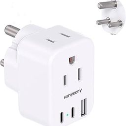 US to India Plug Adapter, Type D Travel Adapter with 4 Outlets 4 USB Ports(2 USB C), India Power Travel Adapter for USA to India, Bangladesh, Maldives, Pakistan-33