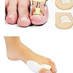 Combo Pack of 3 pieces One Toe Nail Correction Tool With Two Pieces Toe Bunion Corrector Bunion Relief Protector Sleeves Kit Treat Pain in Hallux Valgus Tailors Big Toe Joint Hammer-picture-7