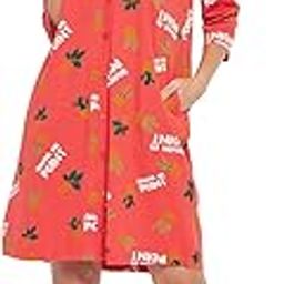Women's Cotton Knee Length Cactus Print Button Me Up Night Dress-image-14
