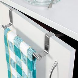 CSI INTERNATIONAL Over Cabinet Towel Bar for Kitchen & Bathroom – No Drill Stainless Steel Towel Hanger Rack – Over The Door Kitchen Towel Holder for Cabinet Door, Hanging Cloth Organizer-image-24
