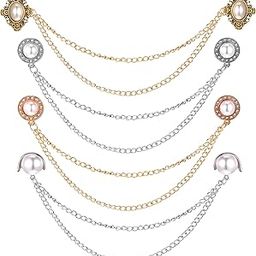 Vintage Sweater Shawl Chain Clips 4 Pcs Antique Cardigan Collar Holders Decorations Cardigan Clip Collar Pins Dress Sweater Collar Brooch for Women Girls Christmas Halloween-image-13