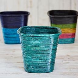 Recycled Newspaper Waste Paper Basket | Colourful and Unique | Handmade, Fair Trade and Sustainable (Teal)-image-68