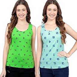 Women's Super Combed Cotton Rib Fabric Slim Fit Tank Top-Pack of 2-image-93