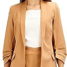 Spunky-Beige Brown Ruched Sleeve Blazer-picture-45