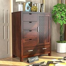 Craftzar Furniture Solid Sheesham Wood Wooden Chest of Drawers with 7 Drawer Storage | Multipurpose Storage Cabinet Rack for Bedroom Home Living Room (Walnut Finish)-image-95