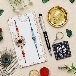 Rakhi for Brother,Designer Rakhi With Goodluck Tortoise Plate Showpiece, 'Best Brother Ever' Pen and Keychain Combo | Best Rakhi Gift for Brother-image-11