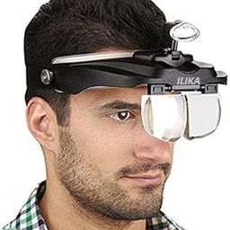 ILIKA Adjustable Loupe ABS Headband Magnifying Glass with 4 LEDs Light Lamp 1.2X 1.8X 2.5X 3.5X Lens (Black)-image-41