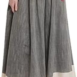 Women's Long Floral Print Maxi Skirt, Elastic Waist-picture-43