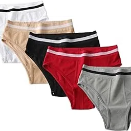 snappsy 5 Pack Soft Women Underpant High Waist Thong Cotton Briefs Ladies Panties S-picture-6