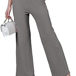Women's Ribbed Lycra Solid Regular Fit Wide Leg Trouser Pant, Elegant Workwear for Office, College & Events-image-94