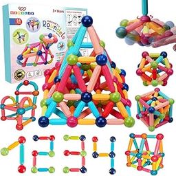 Wembley Magnetic Stick Building Blocks Brain Games for Kids Toys for Girls 3 + Years 4 5 6 8 10 12 to 14 Old with Magnet Balls and Sticks STEM Learning Educational Magnetic Toys for Boys - 64 Pcs-0
