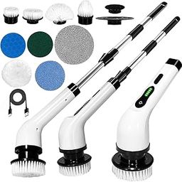 VEUU 9-in-1 Cordless Electric Spin Scrubber,Cleaning Brush Scrubber for Home, 400RPM/Mins-9 Replaceable Brush Heads-90Mins Work Time,Adjustable Size,2 Adjustable Speeds for Bathroom Shower Weekly Box-image-87