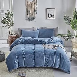 NHD Home Super Premium Quilt Cover Double Bed With Zipper - King Size Blanket/Rajai/Comforter/Duvet Cover, Soft Flannel, Warm & Cozy, 90x100 Inches, Sky Blue, Solid, 300 Count-image-31