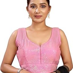 Readymade Saree Blouse for Women | Net Sequence Embroidery Sleeveless Blouse | Stitched Padded Blouse-image-93