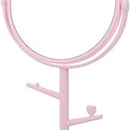 Mockery Cute Cat Ear Pink Bow Vanity Round Mirror With Plastic Stand - Rotatable Makeup Mirror With Cat Ears-Shaped Decor, Standing Desktop One-Way, Desk Mirror (Bubblegum Pink)-49